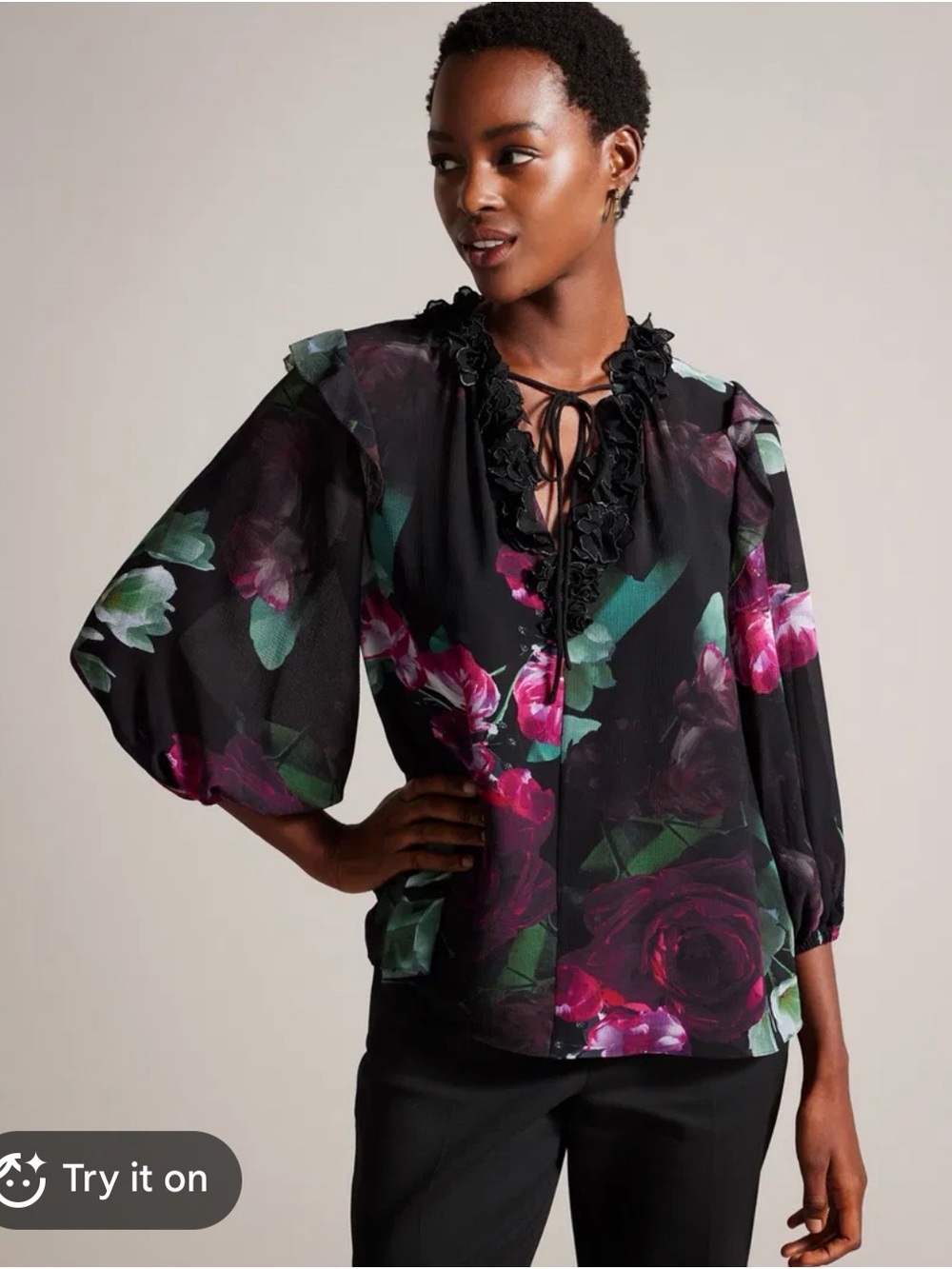 Ted Baker Faiziaa Floral Corsage Tie Top